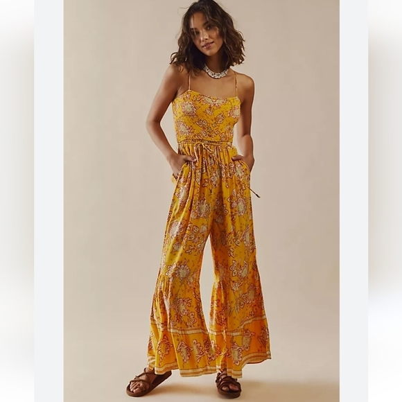 Free People Pants - NEW 𝅺Free People Little Of Your Love Jumpsuit Yellow NWT